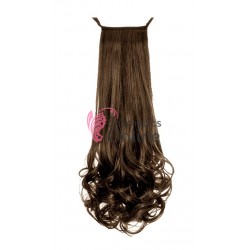 Extensie de par coada usor ondulata cu snur 50 cm Saten Mediu 4086K